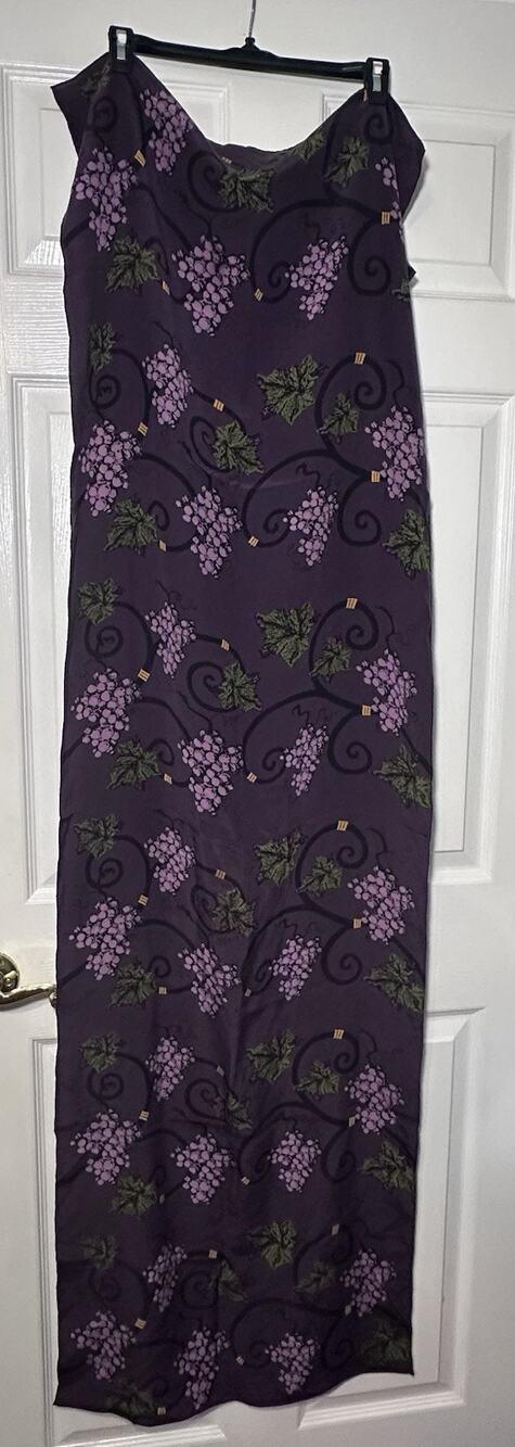 ZAZOU LUXE Scarf Womens Silk Grape Hand Rolled Rectangle Purple 21" x 64" VTG